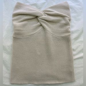 Light beige knit sleeveless top